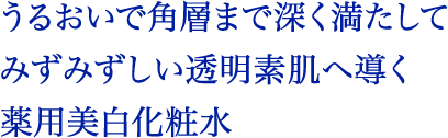 うるおいで深く満たして＊みずみずしい透明素肌へ導く薬用美白化粧水