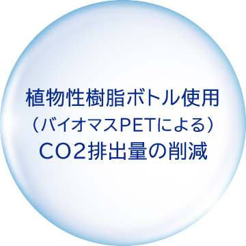 植物性樹脂ボトル使用 (バイオマスPETによる)CO2排出量の削減